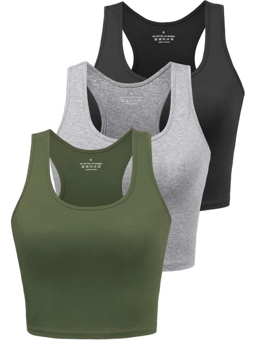 3 Pack Women's Cotton Sleeveless Crop Tops for Yoga, Workout & Casual Wear